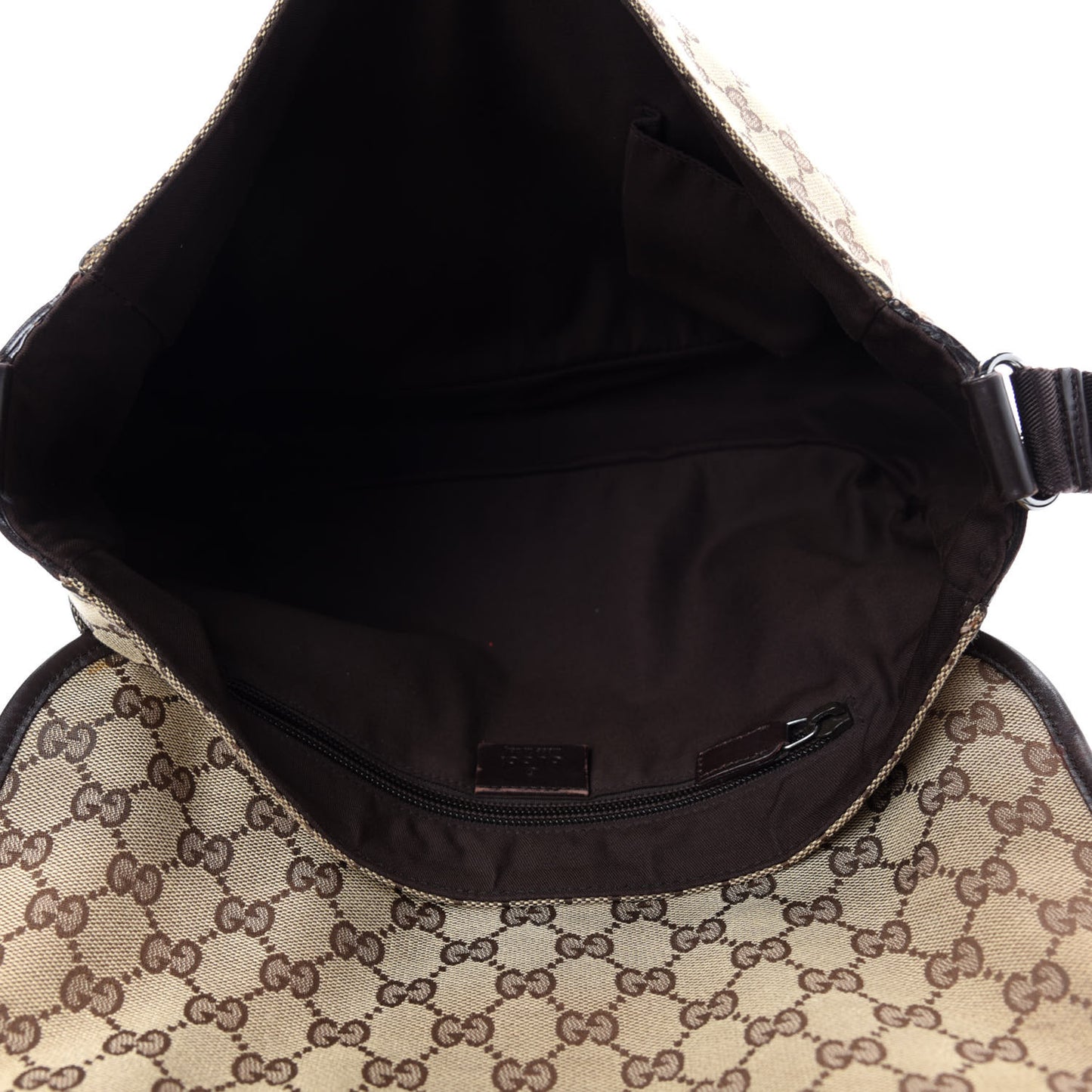 Monogram Medium Double Buckle Flap Messenger Bag Beige Dark Brown
