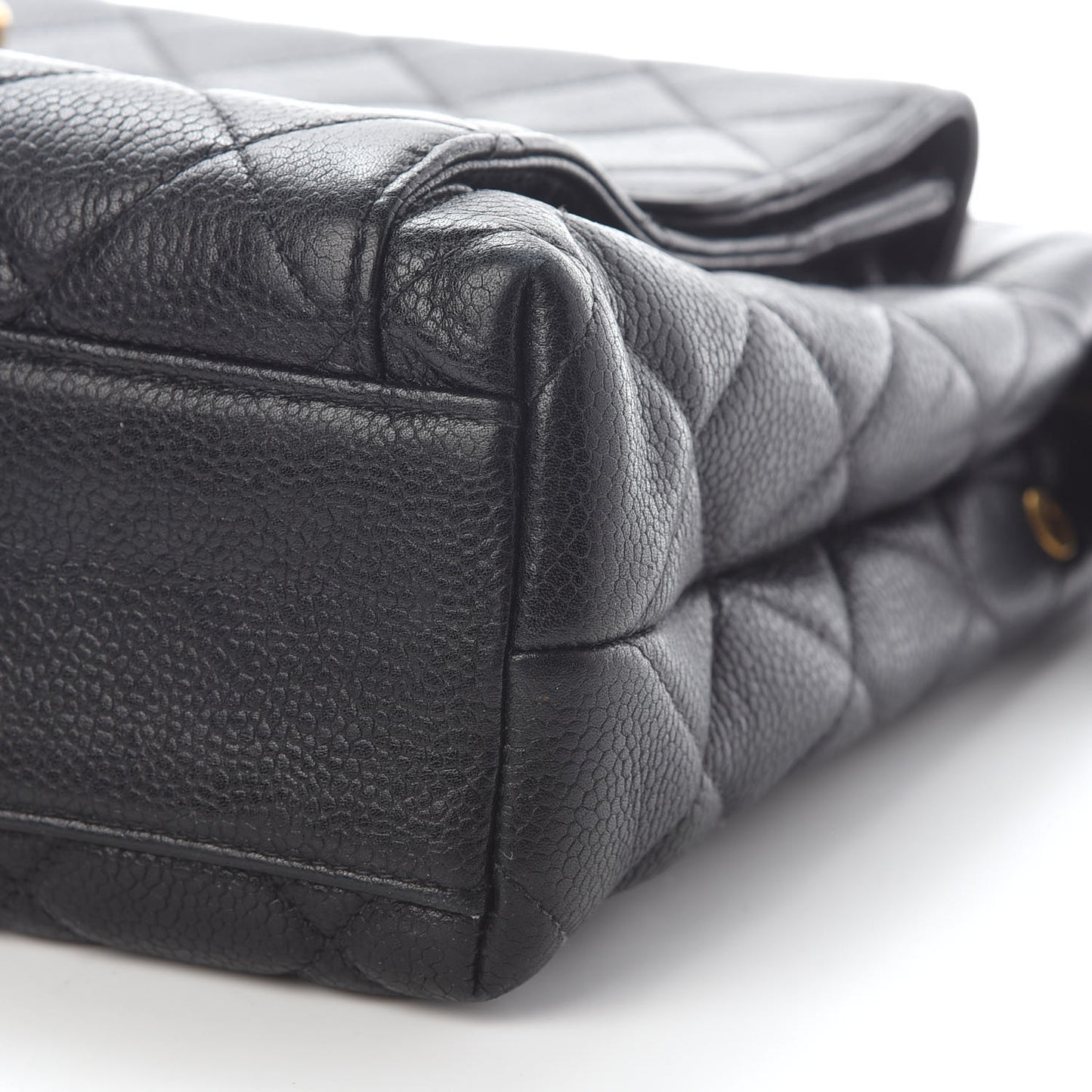 Caviar Quilted Flap Shoulder Bag Black