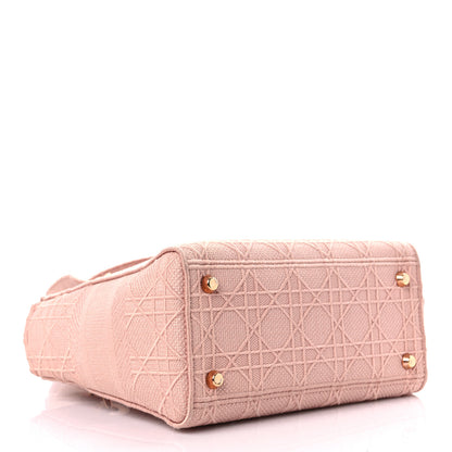 Christian Dior Canvas Embroidered Cannage Medium Lady D-Lite Pink 4 of 14