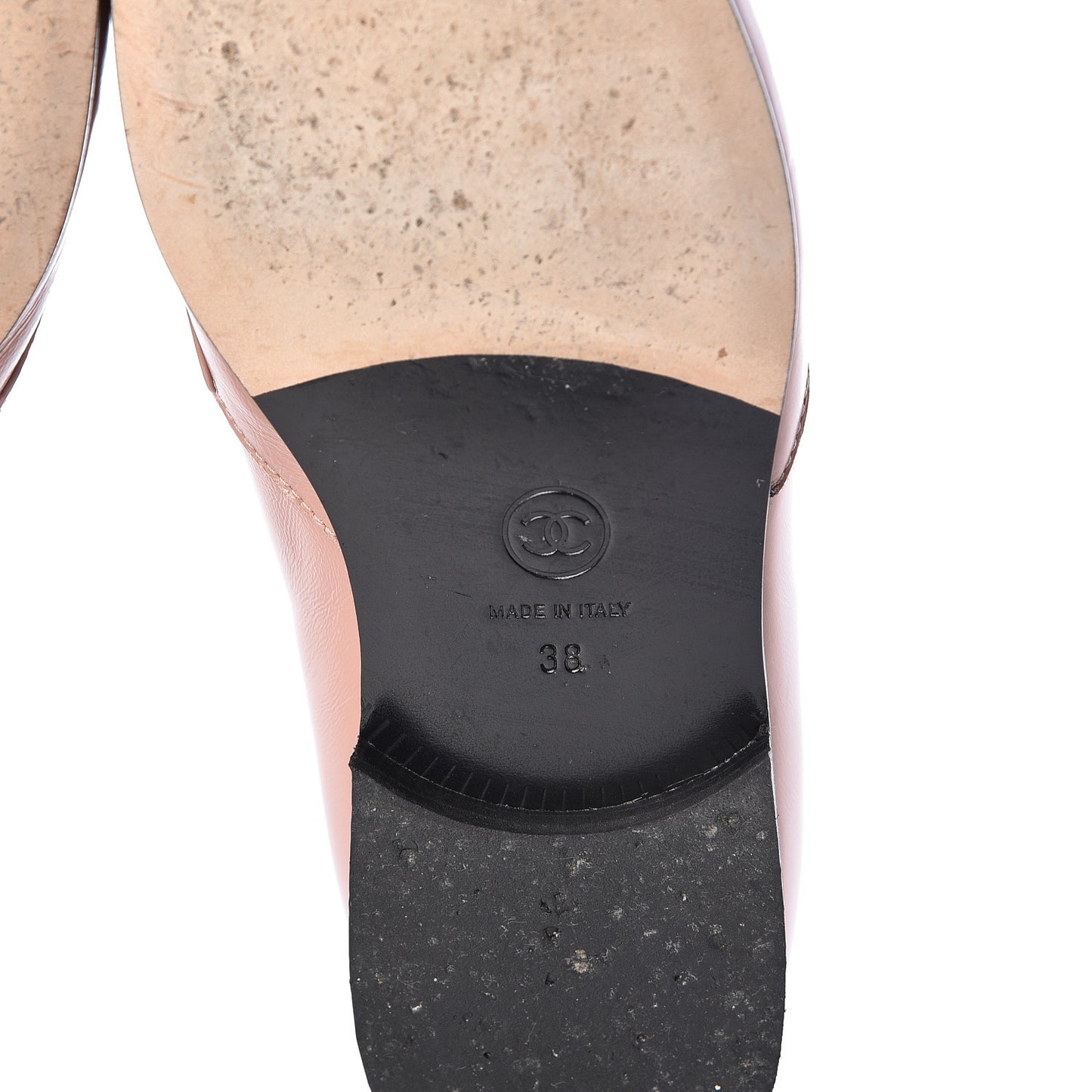 Glazed Calfskin Logo Slip On Loafers 38 Light Pink