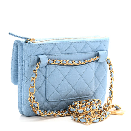 Chanel Shiny Caviar Pick Me Up Flap Belt Bag Light Blue 3 of 11