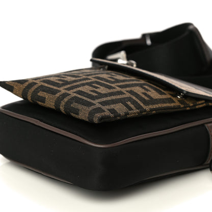 Fendi Nylon Fabric Jacquard Chamois FF 1974 Medium Crossbody Messenger Black Nuvola 10 of 12