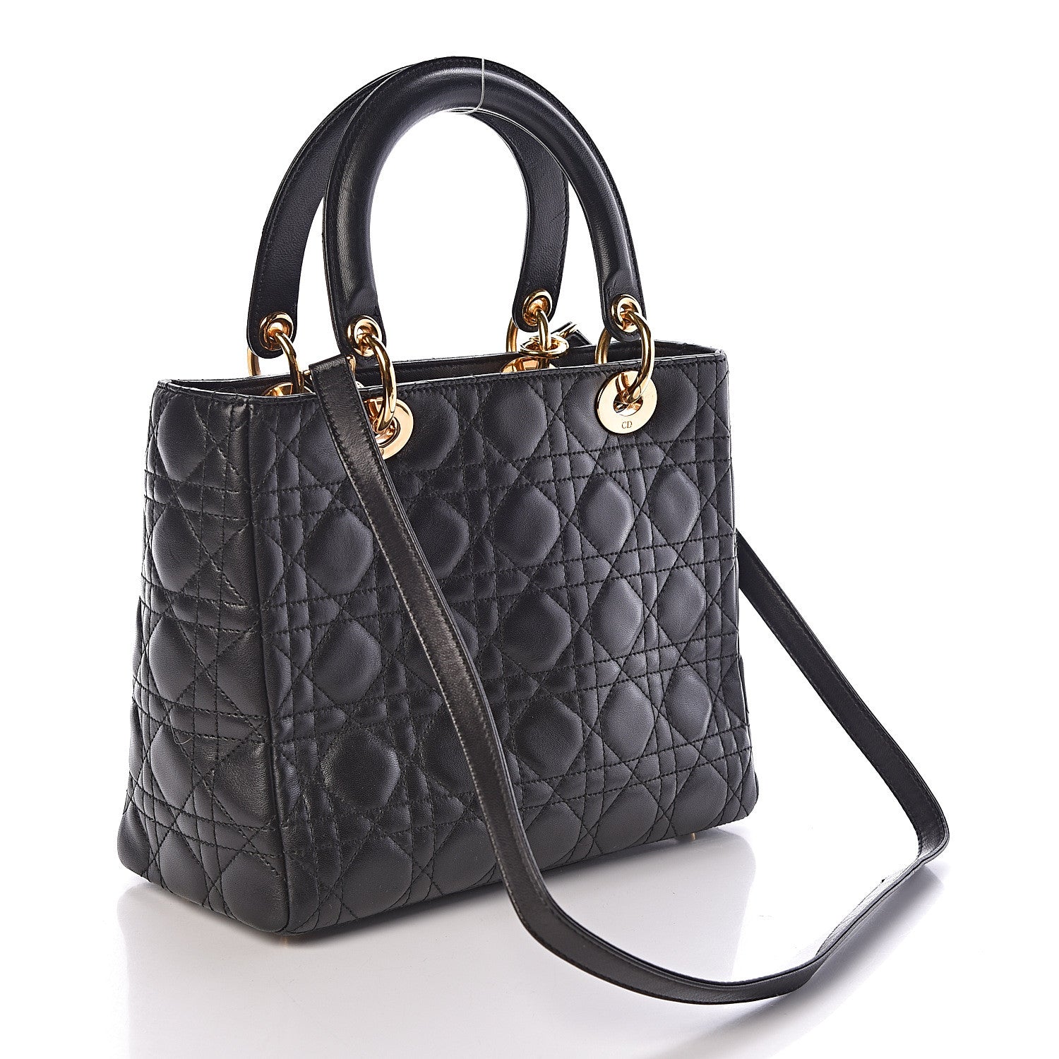 Christian Dior Lambskin Cannage Medium Lady Dior Black 3 of 10