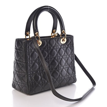 Christian Dior Lambskin Cannage Medium Lady Dior Black 3 of 10
