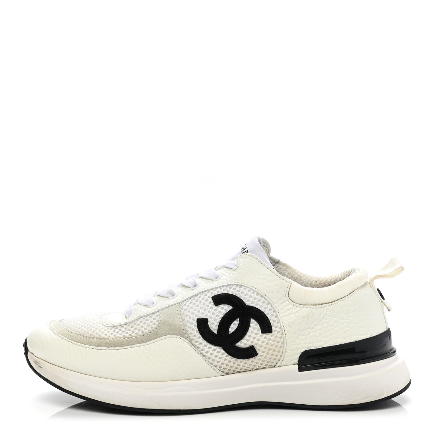 Calfskin Mesh Lycra Suede Womens Logo Sneakers 39 White