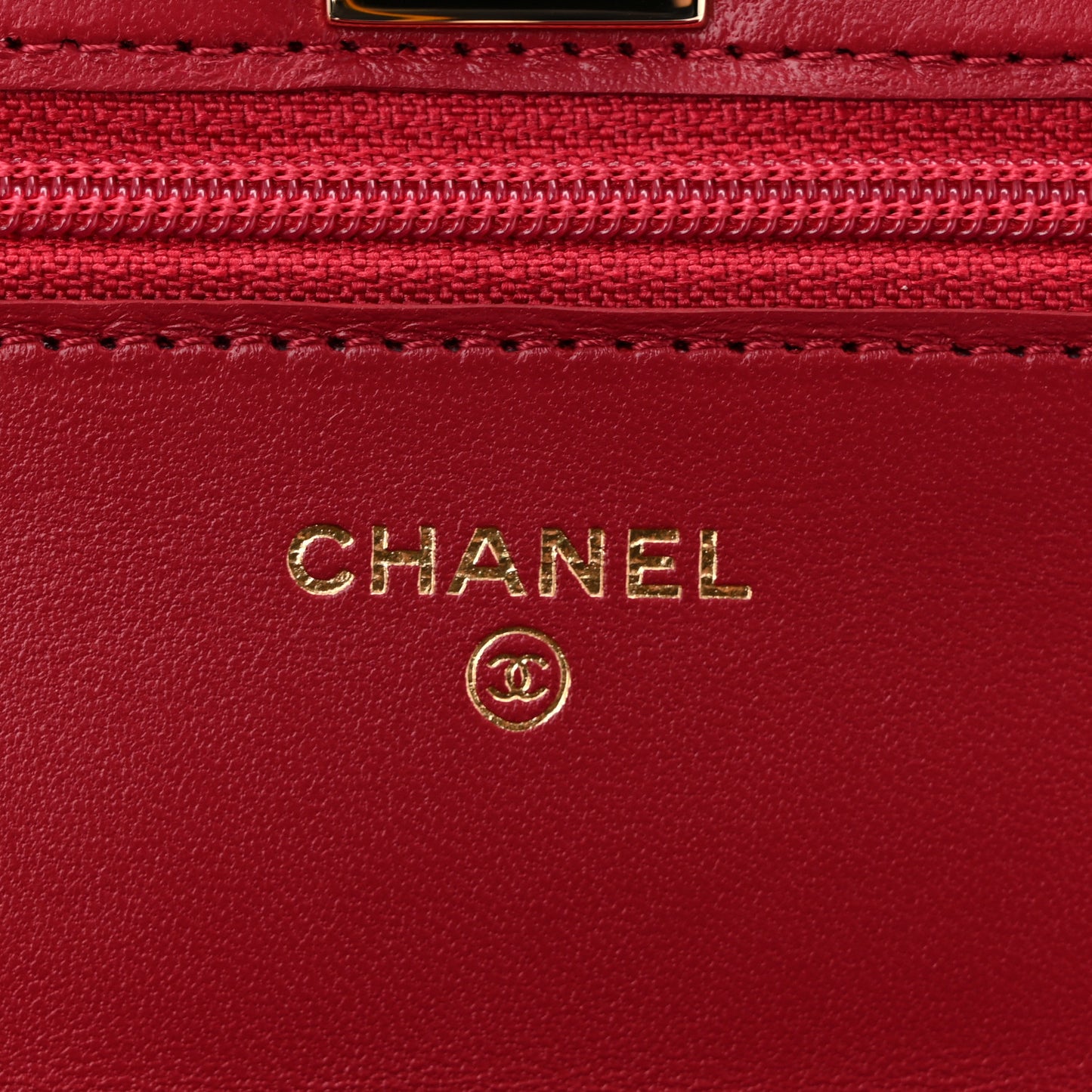 Lambskin Quilted Trendy CC Wallet On Chain WOC Red