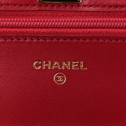 Chanel Lambskin Quilted Trendy CC Wallet On Chain WOC Red 6 of 11