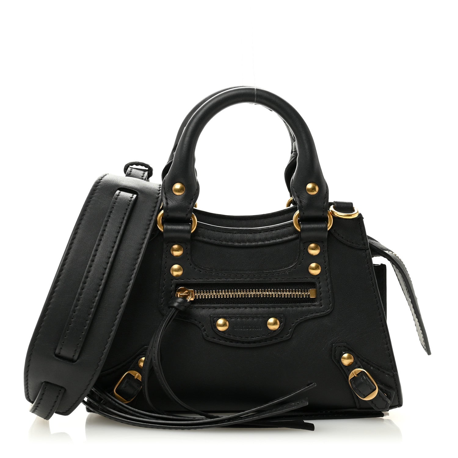 Balenciaga Smooth Calfskin Neo Classic Brass Hardware Nano City Crossbody Black 1 of 10