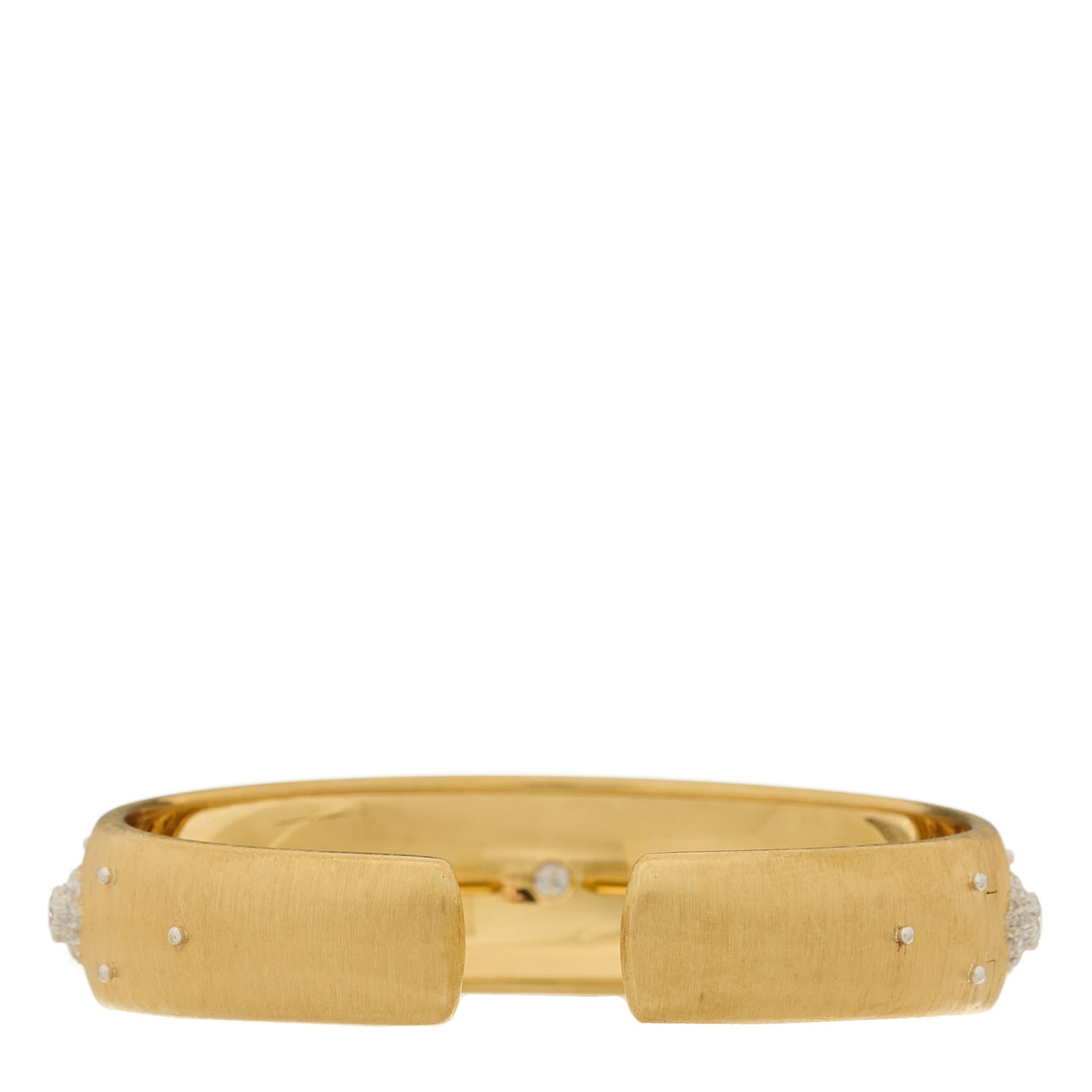 18K Yellow White Gold Diamond Wide Macri Cuff Bracelet