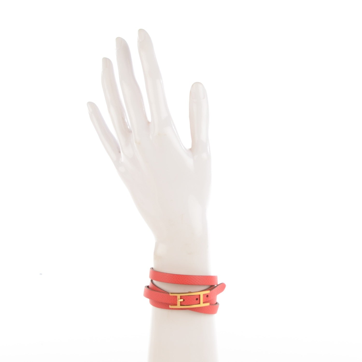 Hermes Epsom Hapi 3MM Triple Tour Wrap Bracelet M Rose Jaipur 2 of 6