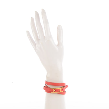 Hermes Epsom Hapi 3MM Triple Tour Wrap Bracelet M Rose Jaipur 2 of 6