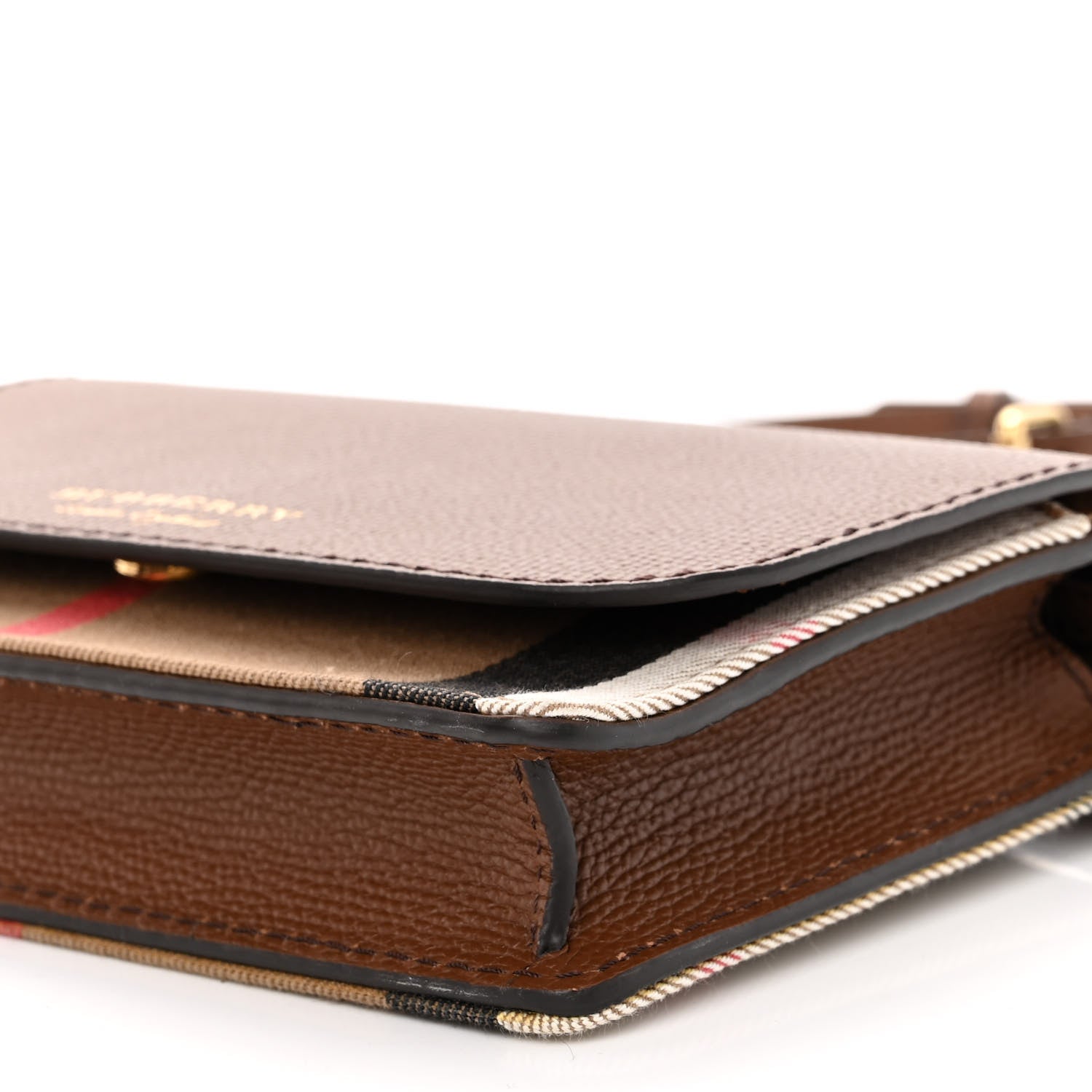 Burberry Derby Calfskin House Check Wallet On Chain Brown 10 of 10
