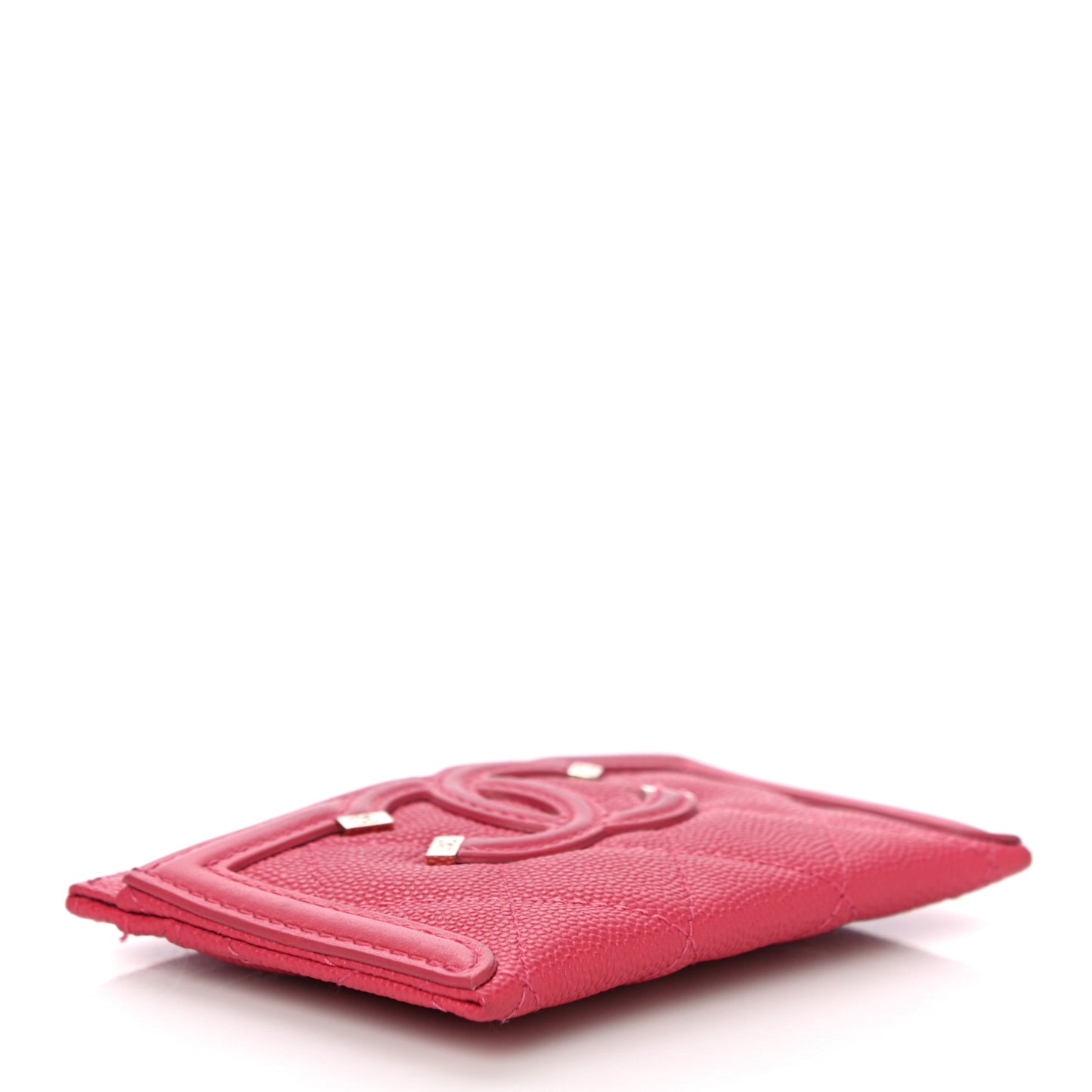 Caviar Quilted Filigree Card Holder Pink