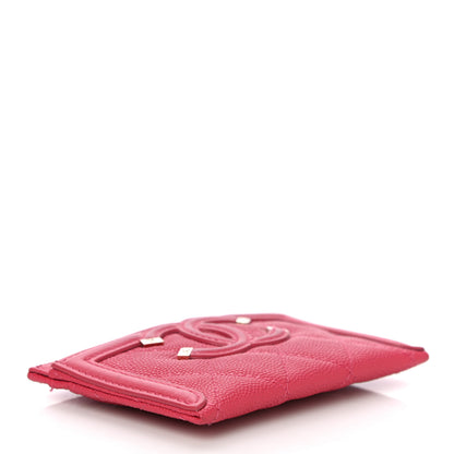 Chanel Caviar Quilted Filigree Card Holder Pink 4 of 17