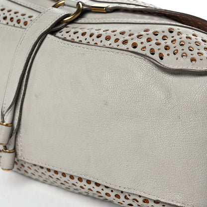 Chloe Calfskin Perforated Medium Marcie Satchel Grey 10 of 12
