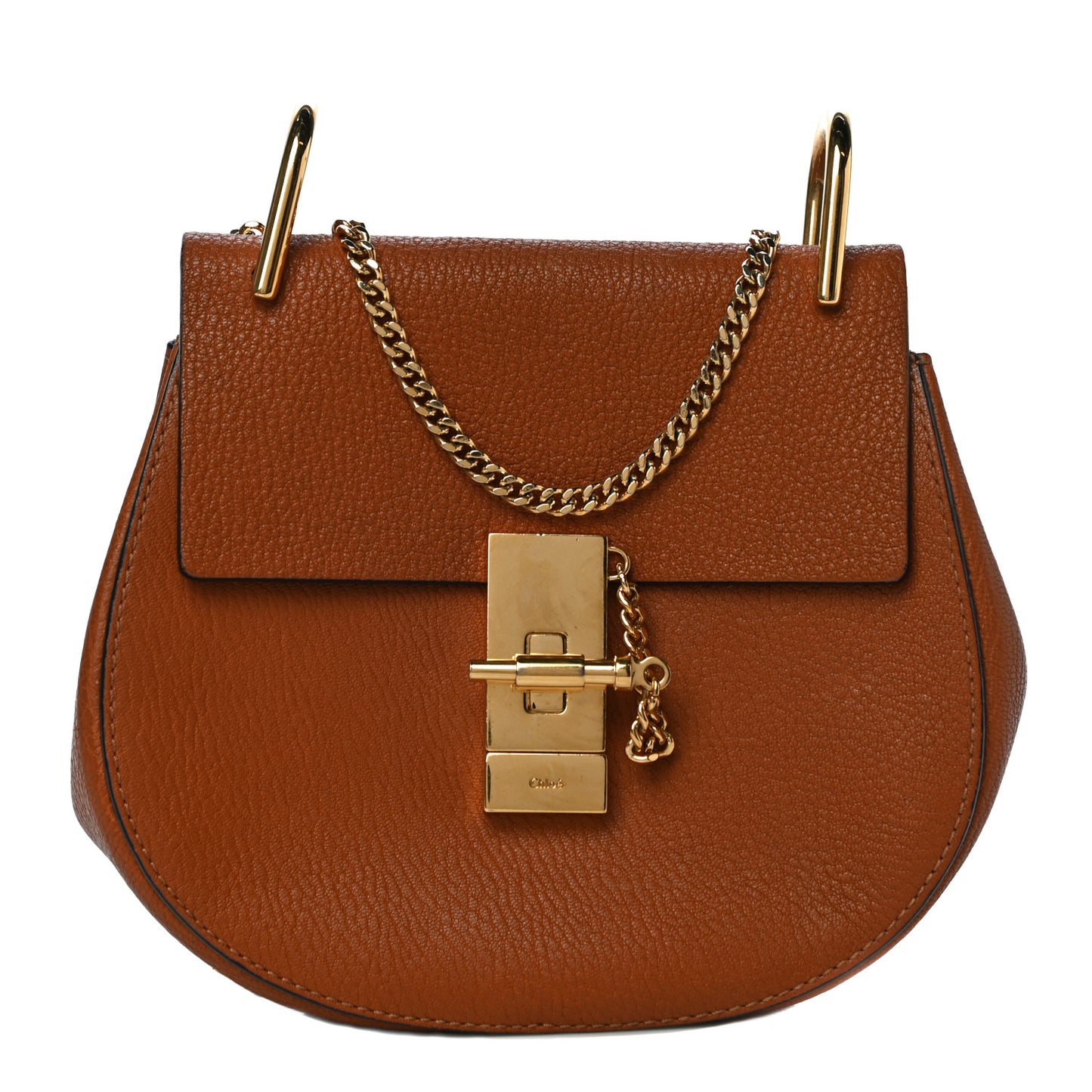Grained Lambskin Mini Drew Shoulder Bag Caramel