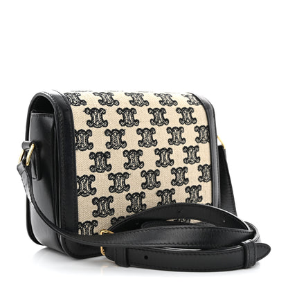 Celine Canvas Calfskin Triomphe Embroidered Teen Triomphe Bag Black 3 of 11
