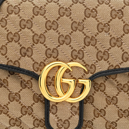 Gucci Monogram Azalea Calfskin Matelasse Diagonal Small GG Marmont Top Handle Shoulder Bag Beige Ebony Black 8 of 11