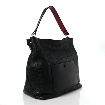 MCM Calfskin Ottomar Monogram Large Klara Hobo Black Red 3 of 7
