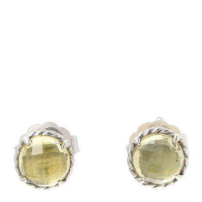 David Yurman Sterling Silver Lemon Citrine 8mm Chatelaine Earrings 1 of 5