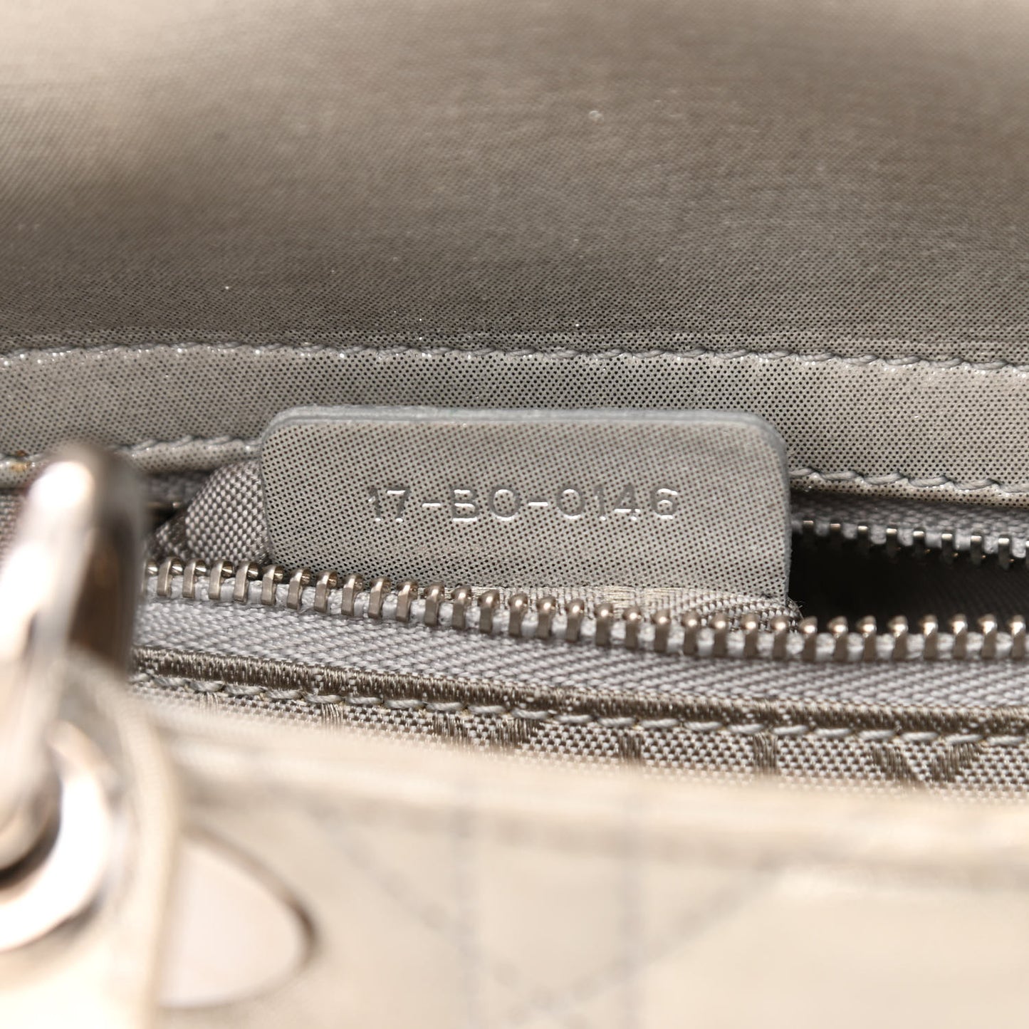 Metallic Nubuck Cannage Mini Lady Dior Silver