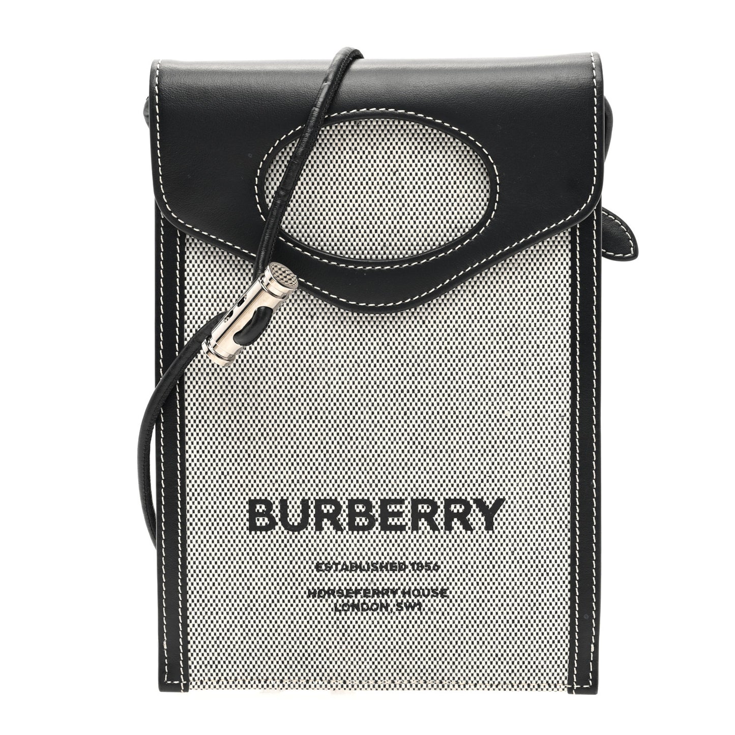 Cotton Canvas Calfskin Two Tone Phone Case Black