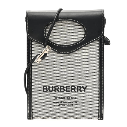 Burberry Cotton Canvas Calfskin Two Tone Phone Case Black 1 of 9