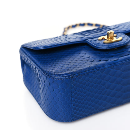 Chanel Snakeskin Mini Rectangular Flap Blue 8 of 9