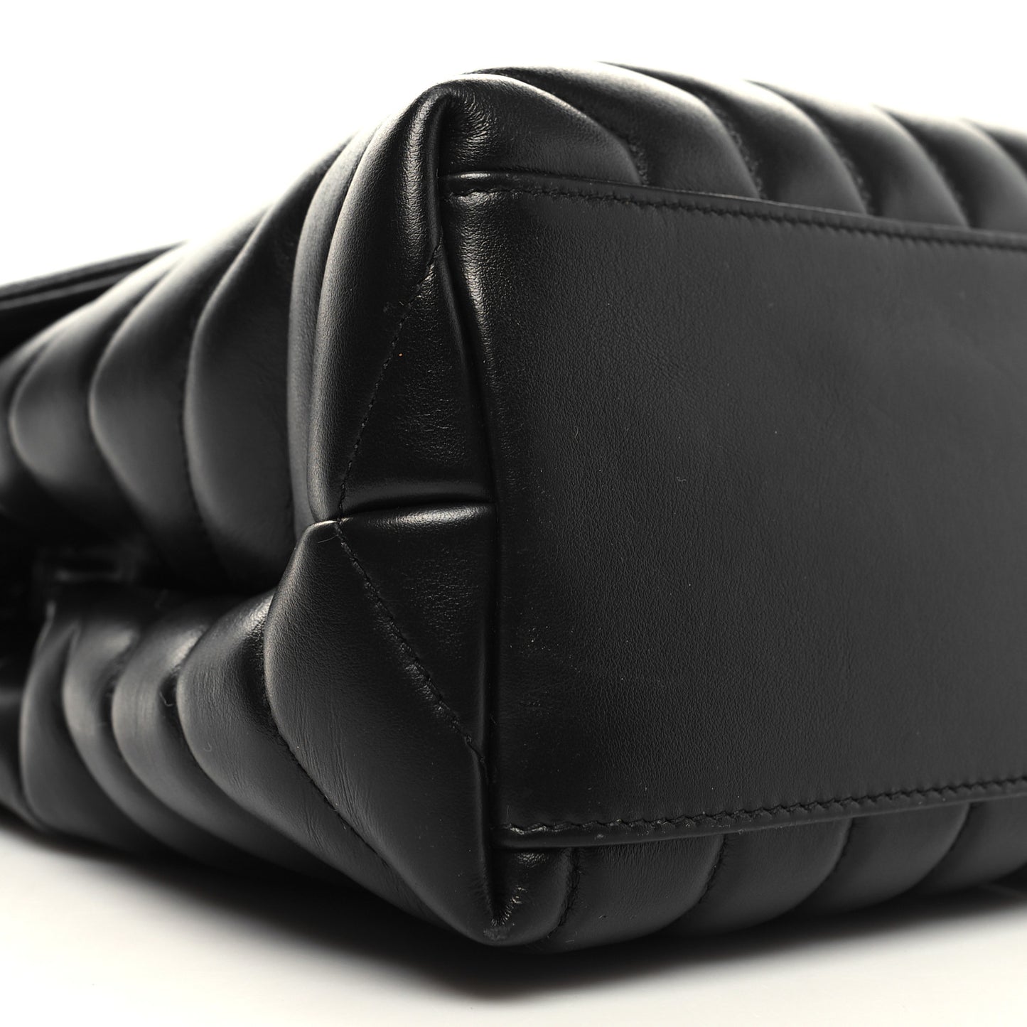 Calfskin Y Quilted Monogram Monochrome Medium Loulou Chain Satchel Black