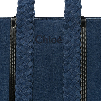 Chloe Denim Calfskin Large Braided Woody Ribbon Tote  Blue 8 of 10