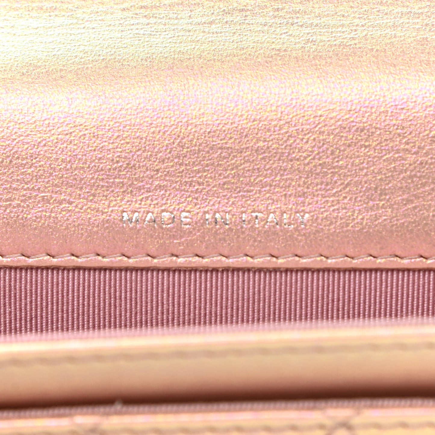 Iridescent Calfskin Quilted Flap Card Holder Wallet Pink
