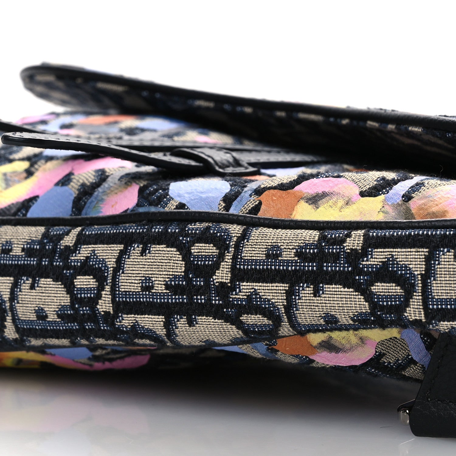 Christian Dior X ALEX FOXOTN Oblique Floral Print Mens Saddle Bag Blue Multicolor 10 of 15
