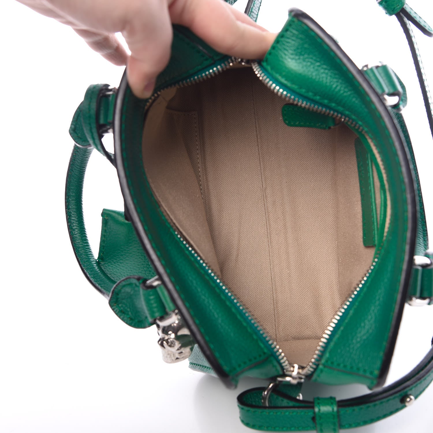 Alexander McQueen Pebbled Calfskin Mini Padlock Tote Green 6 of 12