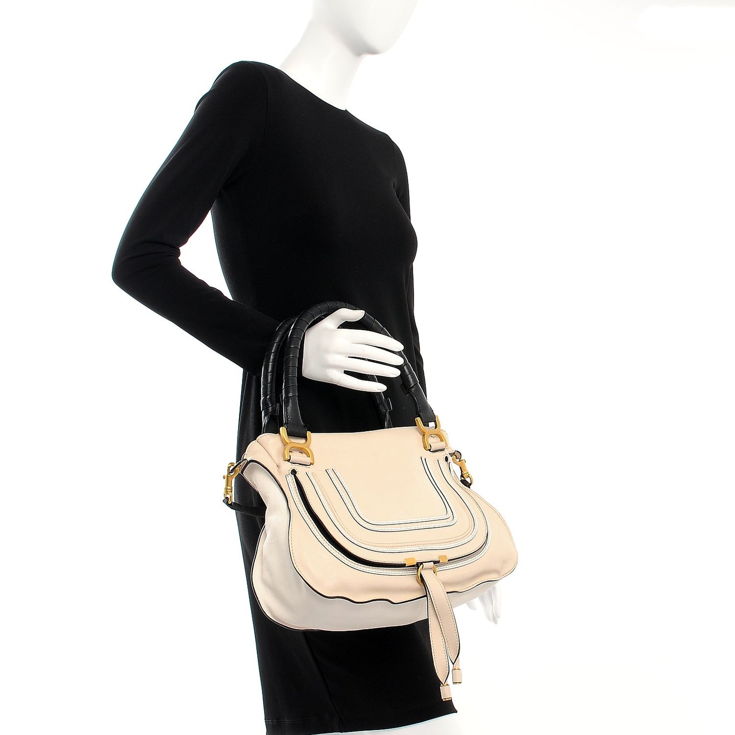 Calfskin Medium Marcie Satchel Abstract White Black