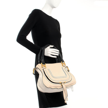 Chloe Calfskin Medium Marcie Satchel Abstract White Black 3 of 12
