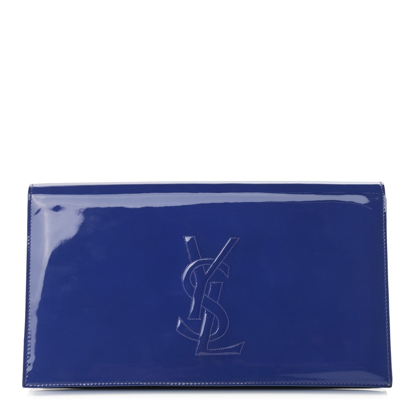 Patent Calfskin Monogram Large Belle De Jour Clutch Royal Blue