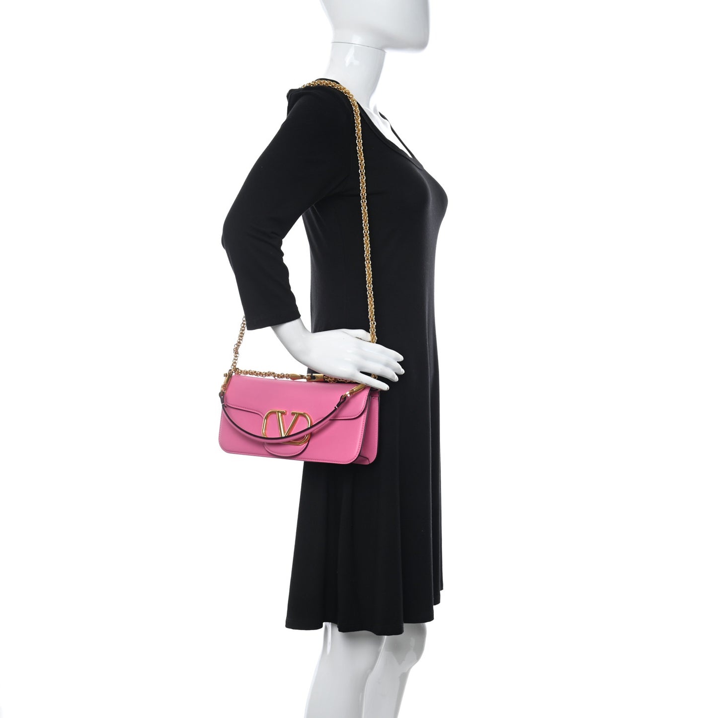 Calfskin Vlogo Loco Shoulder Bag Pink PP
