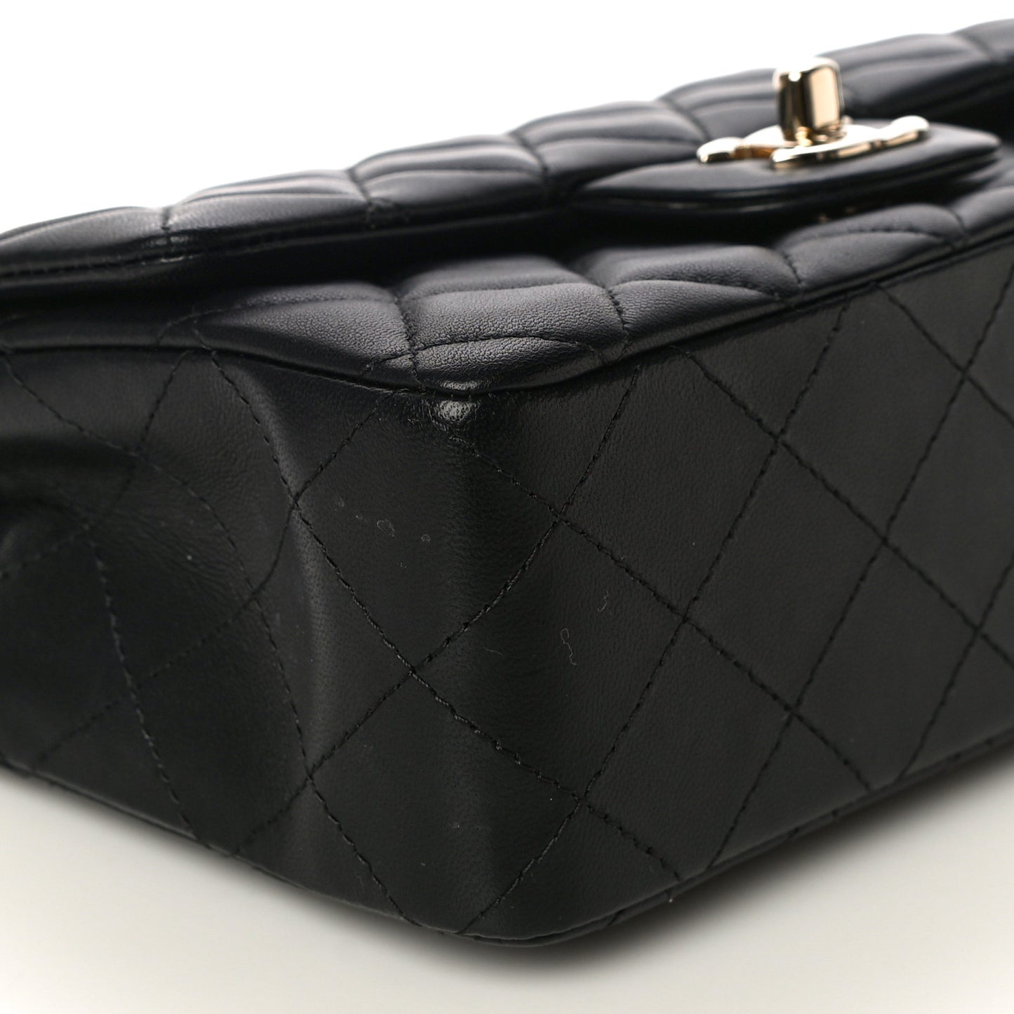 Lambskin Quilted Mini Rectangular Flap Black
