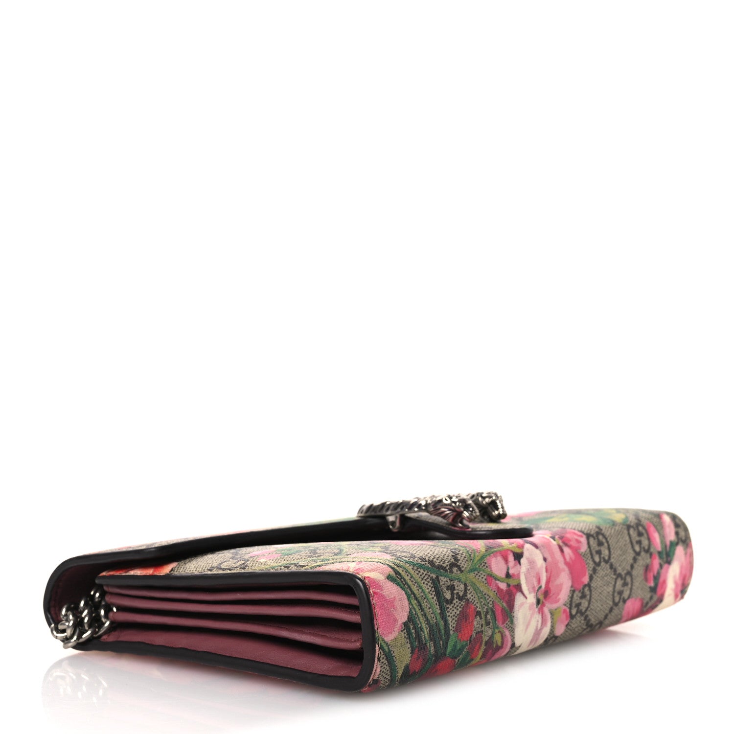 Gucci GG Supreme Monogram Blooms Mini Dionysus Chain Wallet Beige Multicolor Dry Rose 4 of 10