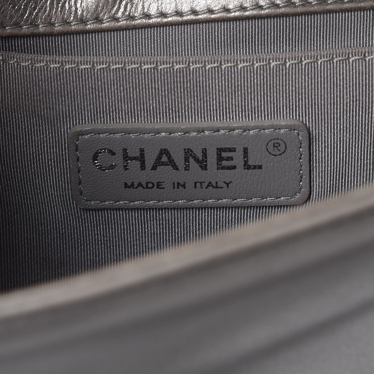 Metallic Calfskin Quilted Medium Boy Flap Silver