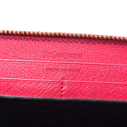 Saint Laurent Chevre Belle De Jour Zip Around Wallet Fuchsia 6 of 9
