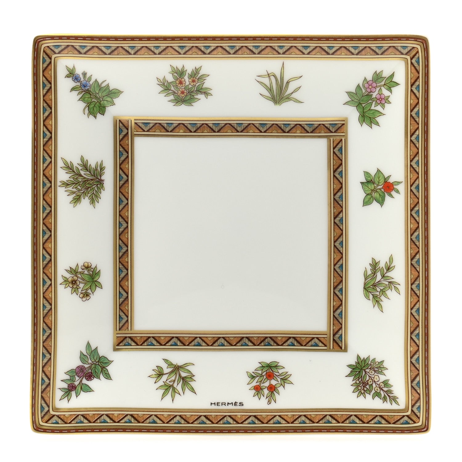 Hermes Porcelain Cheval d'Orient Square Plate 1 of 7
