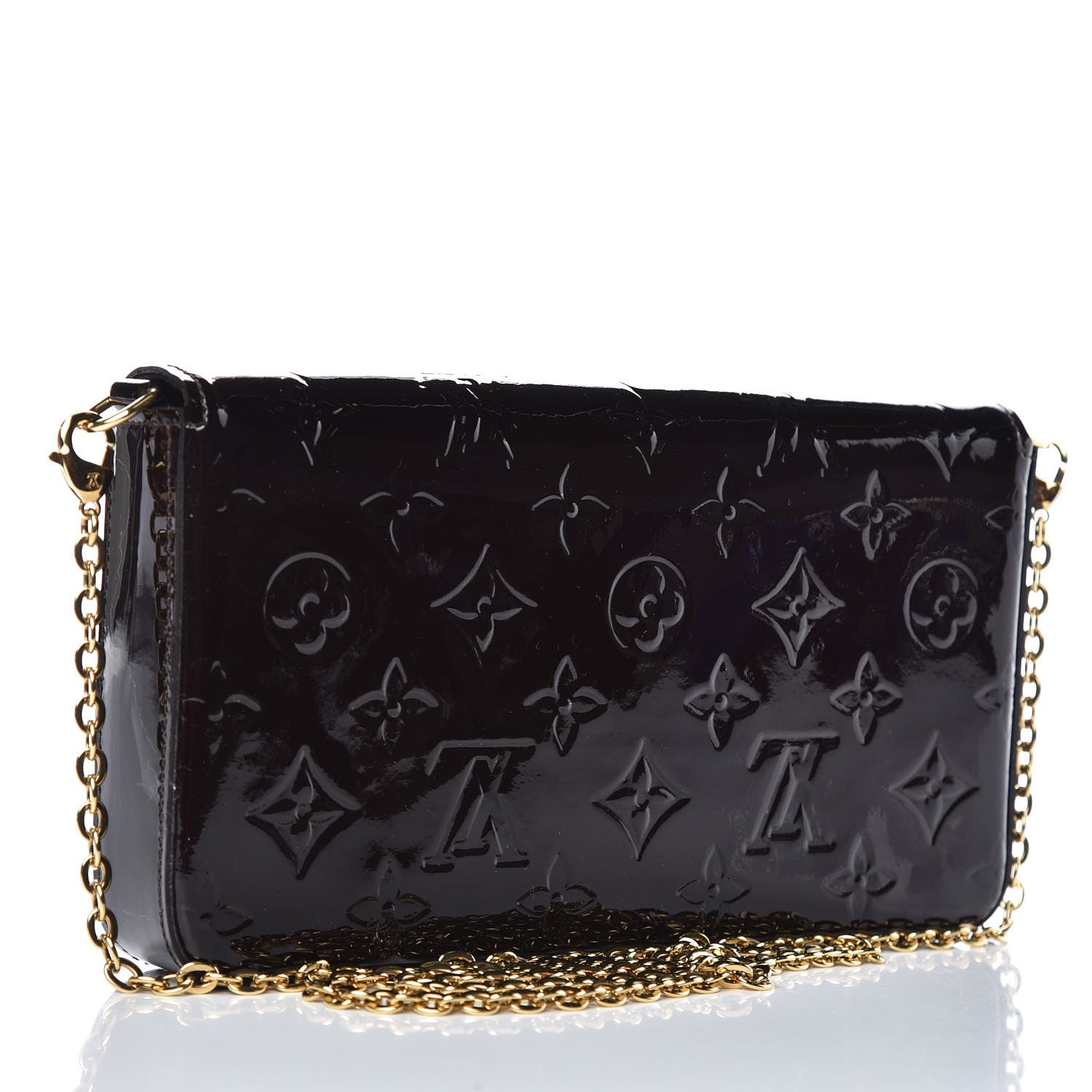 Louis Vuitton Vernis Pochette Felicie Chain Wallet Amarante 3 of 9