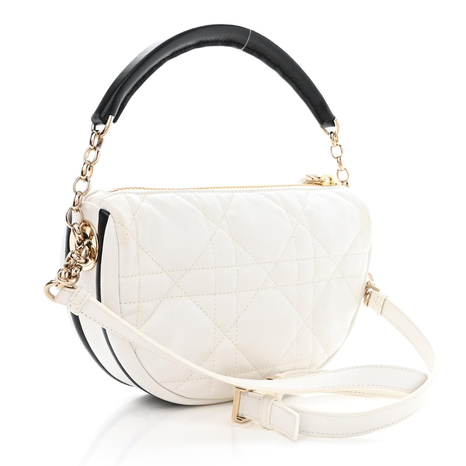 Christian Dior Lambskin Cannage Small Dior Vibe Hobo Bag White 3 of 10