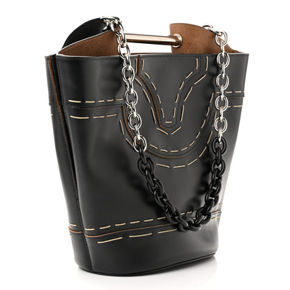 Balenciaga Calfskin Pickstitch Mini Top Handle Bucket Bag Black 3 of 11