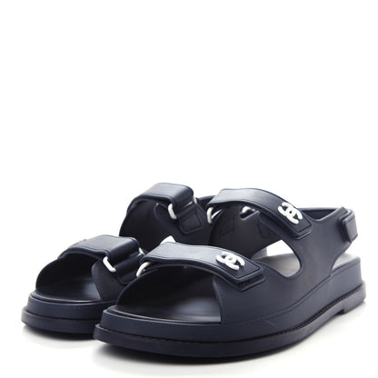 Chanel Rubber CC Dad Sandals 39 Navy 3 of 11