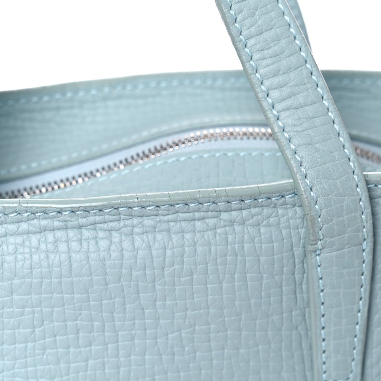 Calfskin Top Handle Bag Light Blue