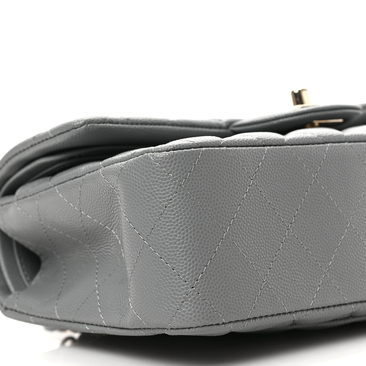 Caviar Quilted Small Double Flap Grey