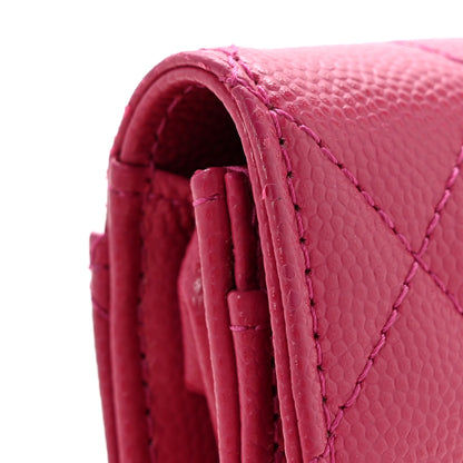 Chanel Caviar Quilted Flap Card Holder Wallet Dark Pink 9 of 11