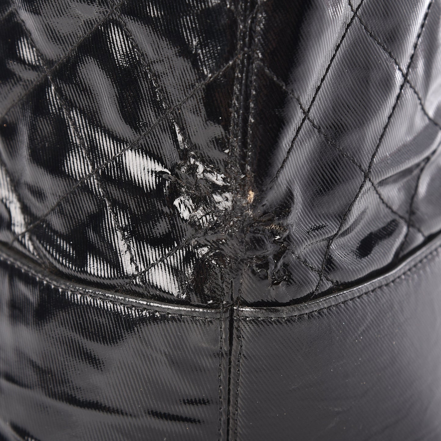 Calfskin Coated Canvas Quilted Tote Black